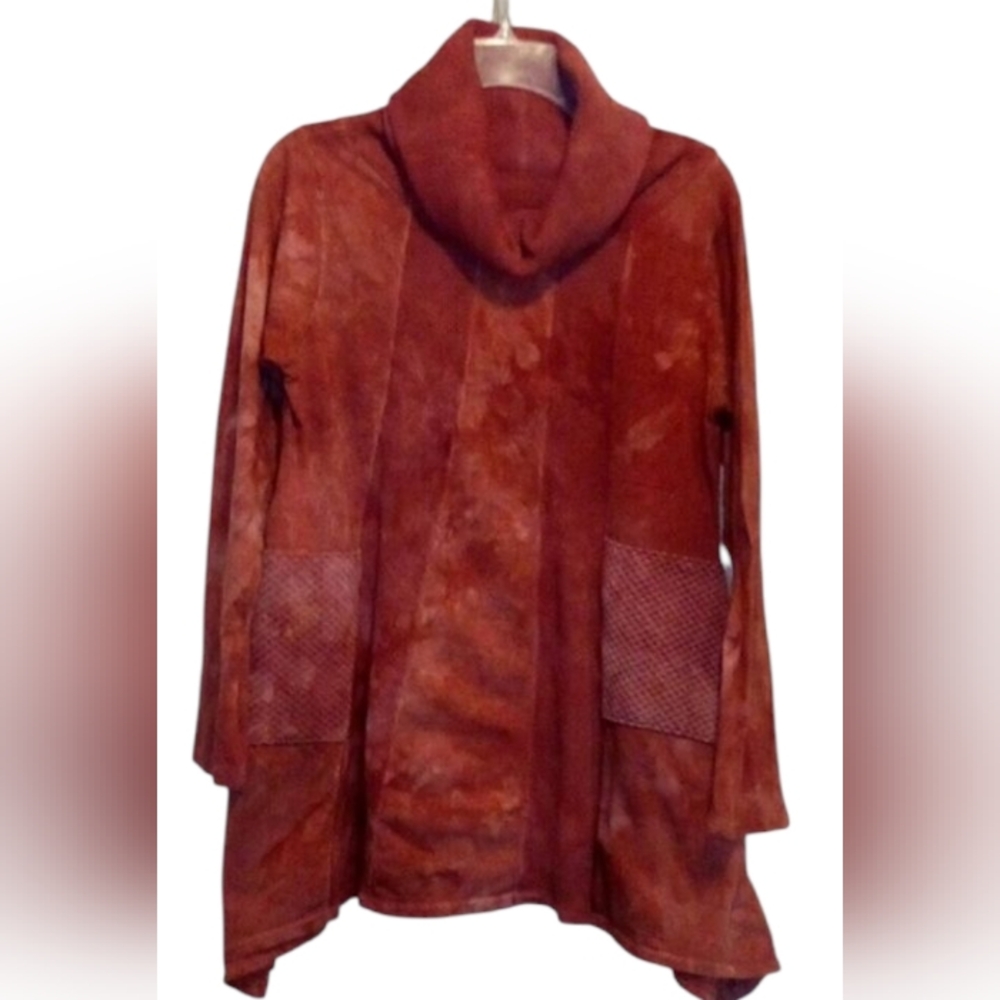 Women's Rust Cowl Neck Tunic with Front Patch Pockets